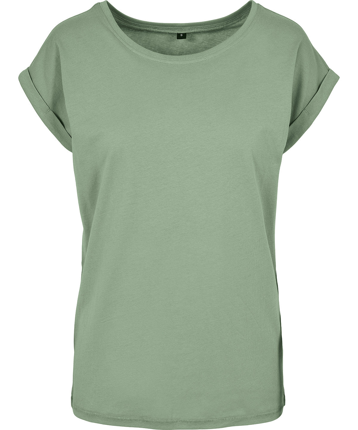 Build Your Brand BY021 Women's extended shoulder tee in Magic Salvia*†