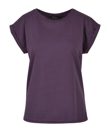 Build Your Brand BY021 Women's extended shoulder tee in Purple Night*†