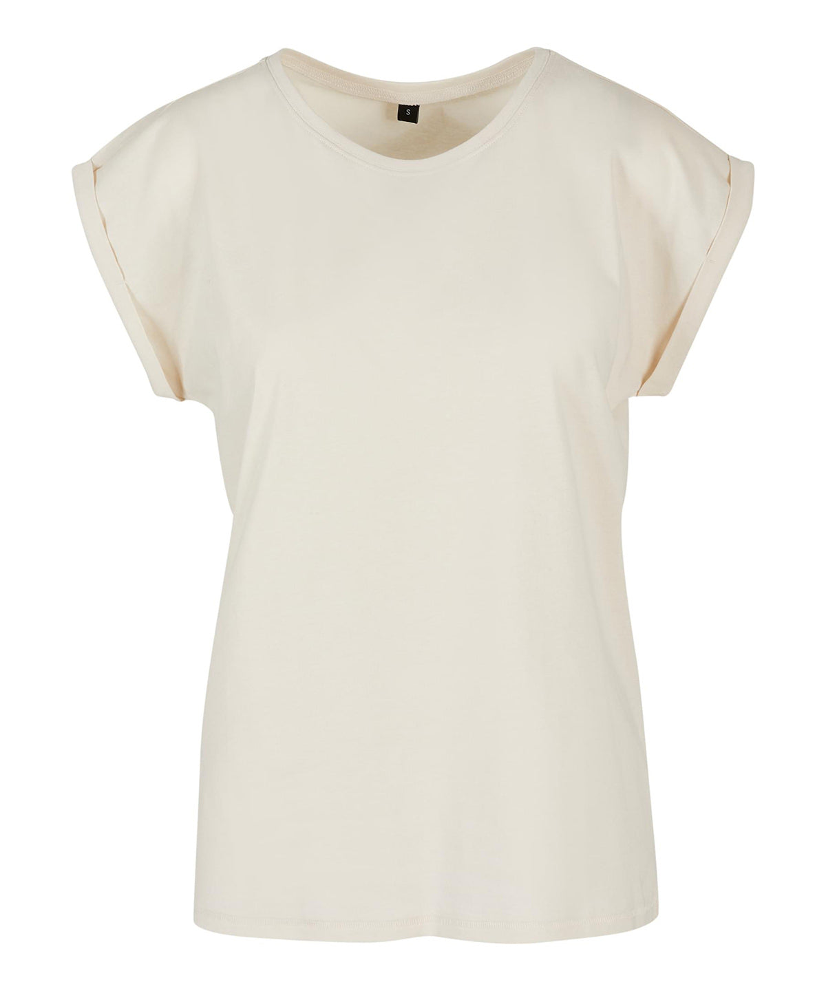 Build Your Brand BY021 Women's extended shoulder tee in Sand*†