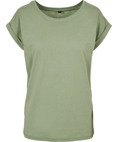 Build Your Brand BY021 Women's extended shoulder tee in Soft Salvia*†