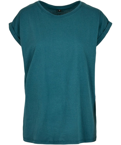 Build Your Brand BY021 Women's extended shoulder tee in Teal*†