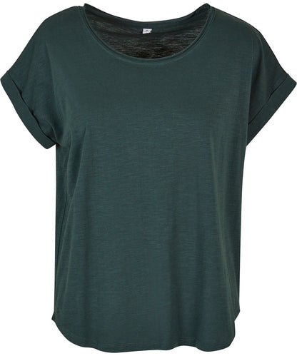 Build Your Brand BY036 Women's long slub tee in Bottle Green