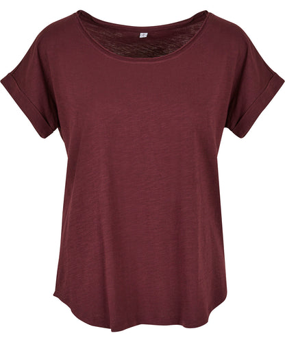 Build Your Brand BY036 Women's long slub tee in Cherry