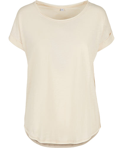 Build Your Brand BY036 Women's long slub tee in White Sand