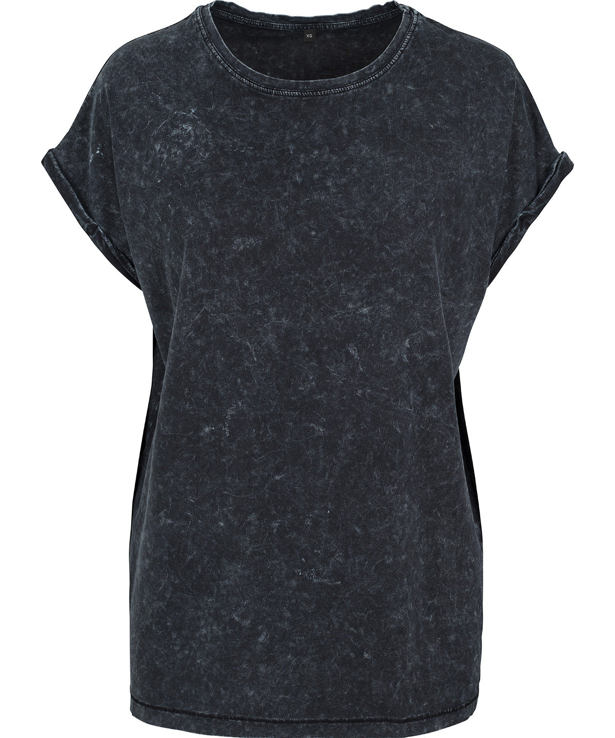 Build Your Brand BY053 Women's acid washed extended shoulder tee in Black