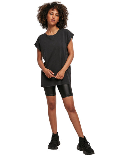 Build Your Brand BY053 Women's acid washed extended shoulder tee