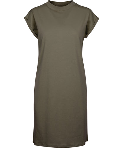 Build Your Brand BY101 Women's turtle extended shoulder dress in Olive