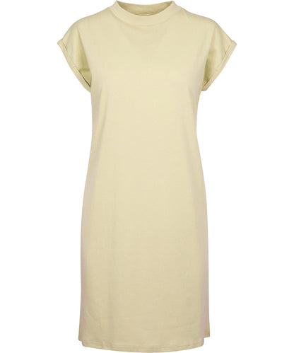 Build Your Brand BY101 Women's turtle extended shoulder dress in Soft Yellow
