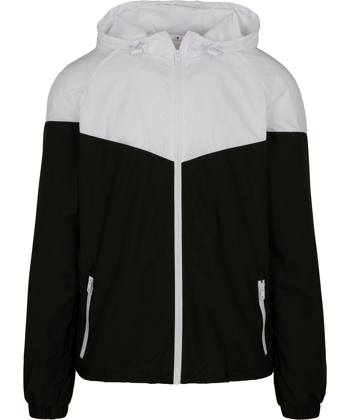 Build Your Brand BY129 Two-tone tech windrunner jacket in Black/White