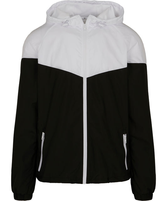 Build Your Brand BY129 Two-tone tech windrunner jacket in Black/White
