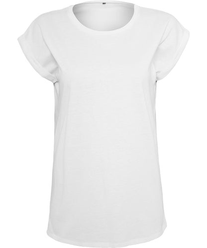 Build Your Brand BY138 Women's organic extended shoulder tee in White