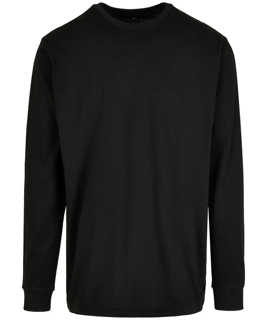 Build Your Brand BY150 Organic long sleeve with cuff rib in Black