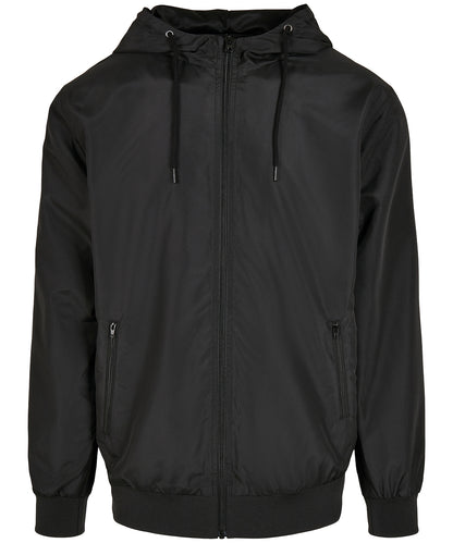 Build Your Brand BY151 Recycled windrunner in Black/Black