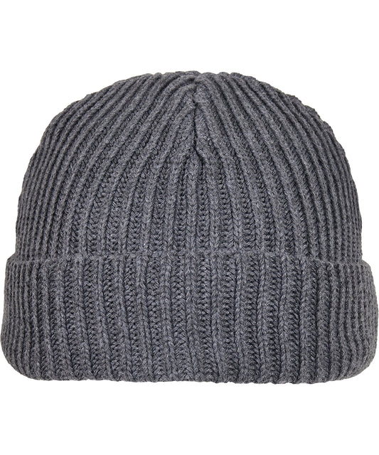 Build Your Brand BY154 Recycled yarn fisherman beanie in Asphalt