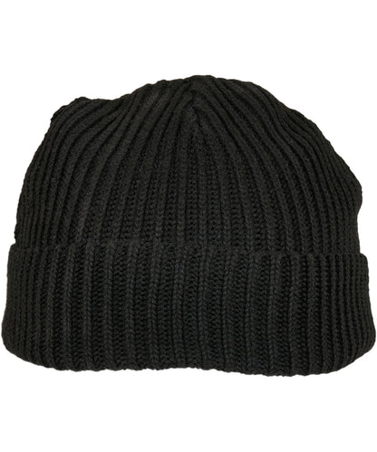Build Your Brand BY154 Recycled yarn fisherman beanie in Black