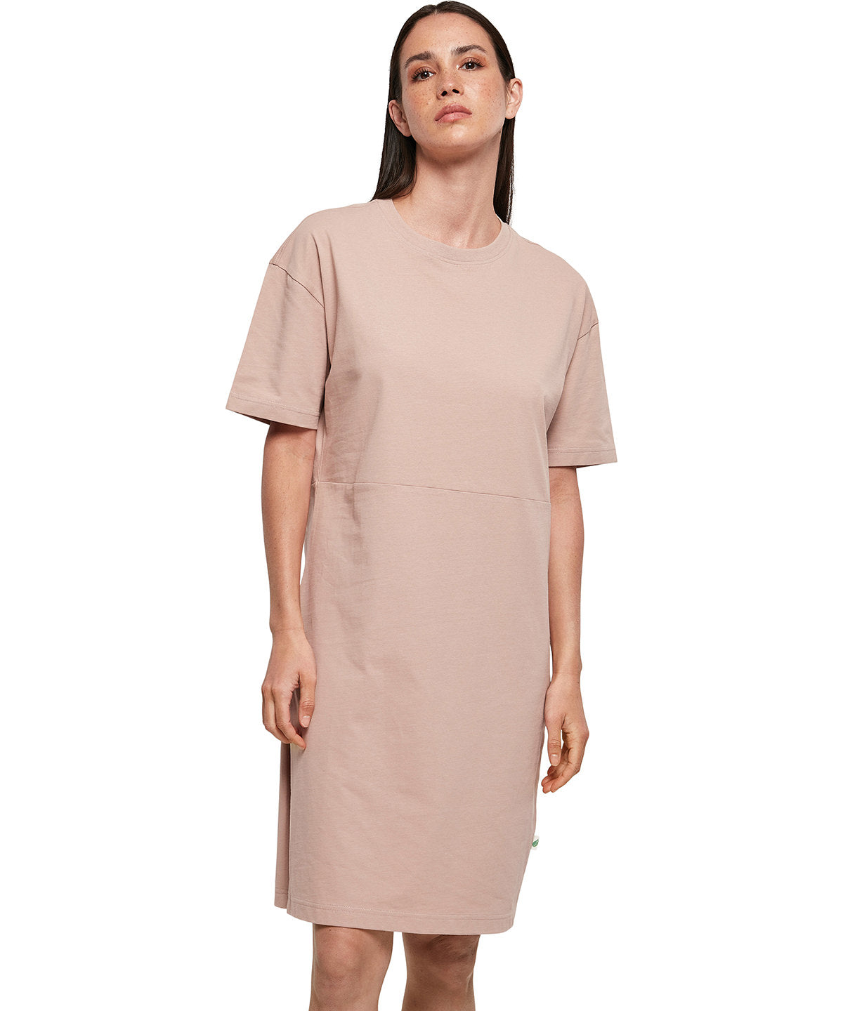 Build Your Brand BY181 Women's organic oversizes slit tee dress
