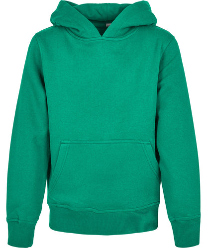 Build Your Brand BY185 Organic kids basic hoodie in Grass Green