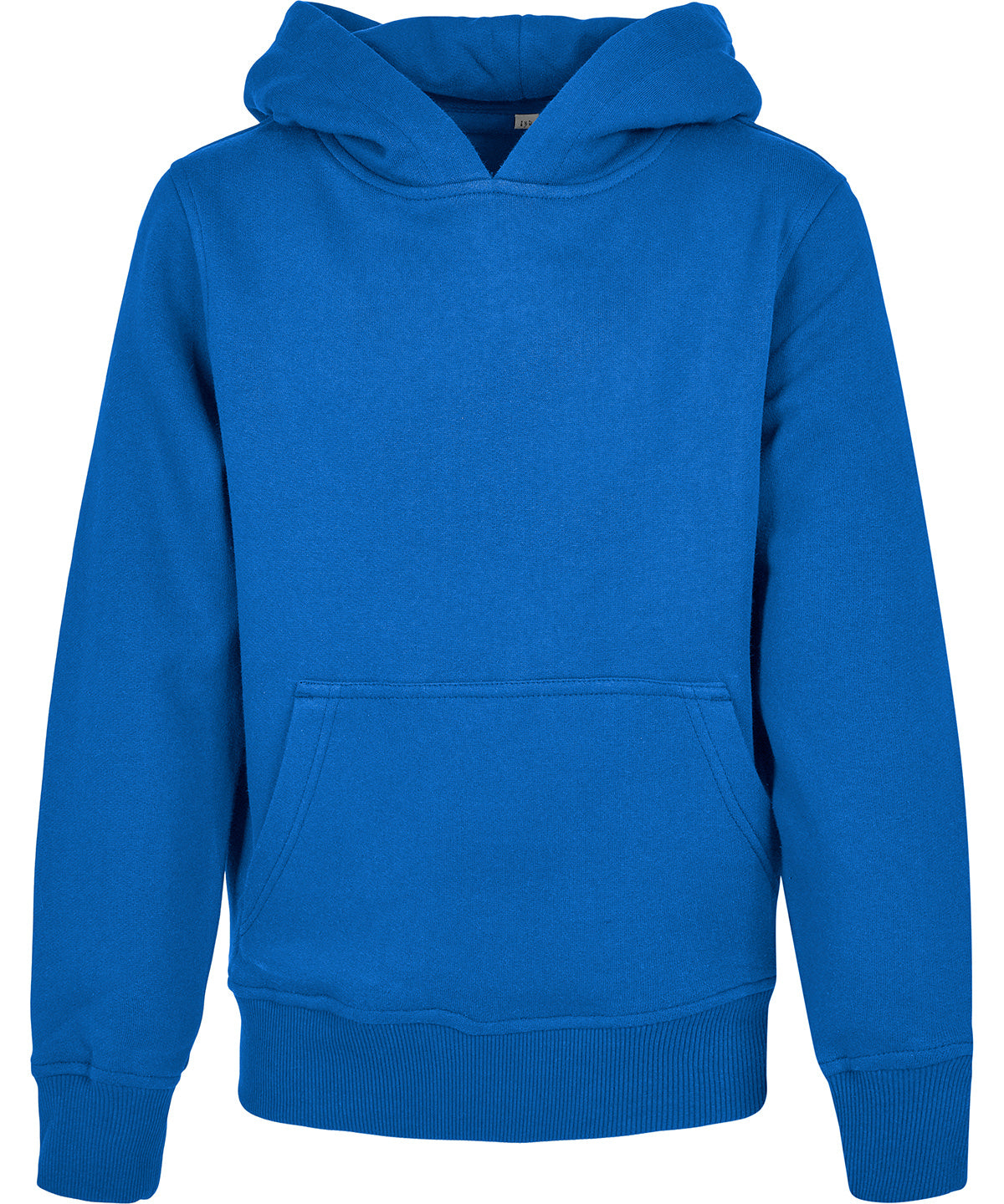 Build Your Brand BY185 Organic kids basic hoodie in Intense Blue