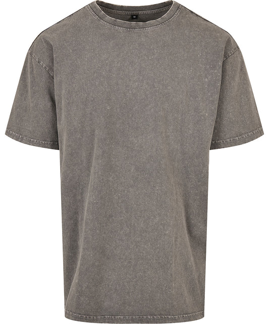 Build Your Brand BY189 Acid washed heavy oversized tee in Asphalt*