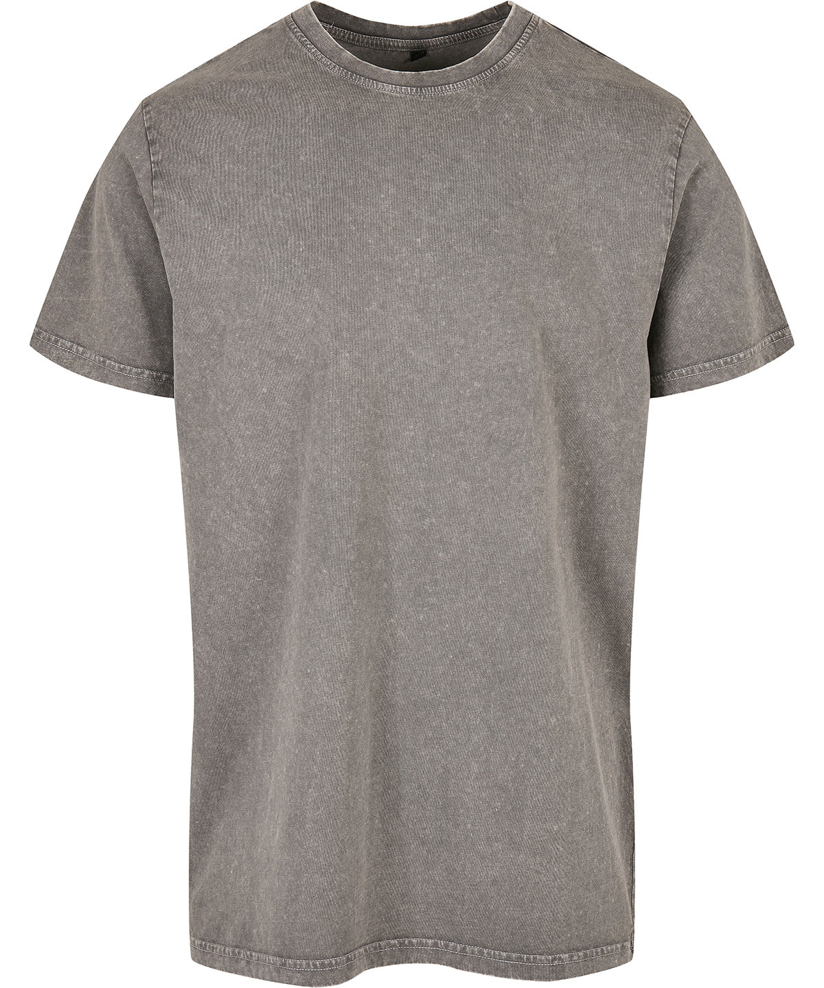 Build Your Brand BY190 Acid washed round neck tee in Asphalt