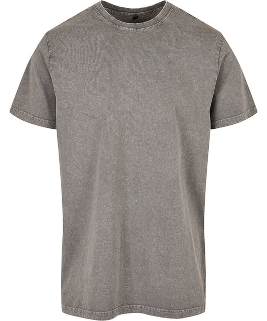 Build Your Brand BY190 Acid washed round neck tee in Asphalt
