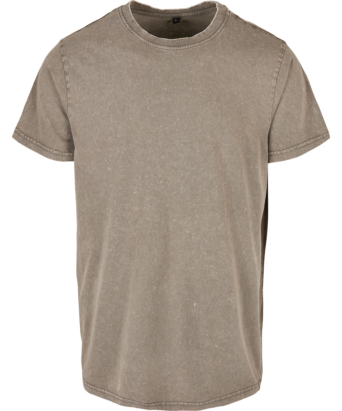 Build Your Brand BY190 Acid washed round neck tee in Dark Khaki