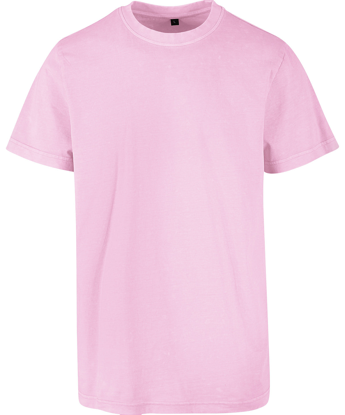 Build Your Brand BY190 Acid washed round neck tee in Soft Pink