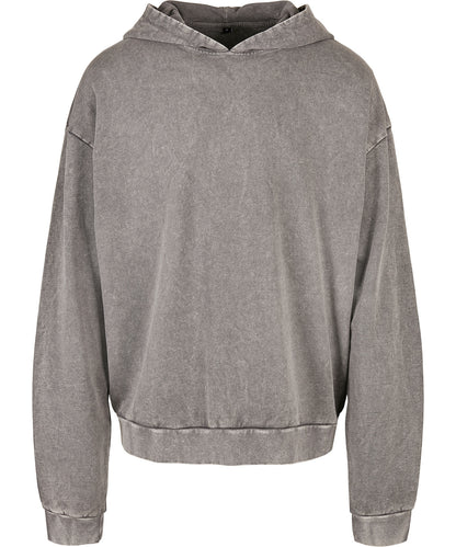 Build Your Brand BY191 Acid washed oversize hoodie in Asphalt