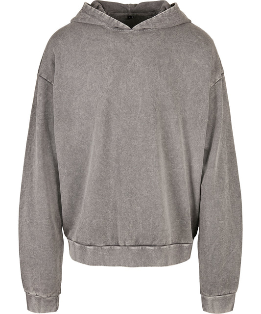 Build Your Brand BY191 Acid washed oversize hoodie in Asphalt