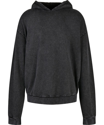 Build Your Brand BY191 Acid washed oversize hoodie in Black