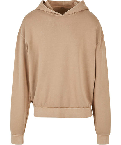 Build Your Brand BY191 Acid washed oversize hoodie in Union Beige
