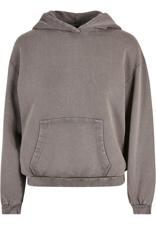Build Your Brand BY194 Women's acid washed oversized hoodie in Asphalt