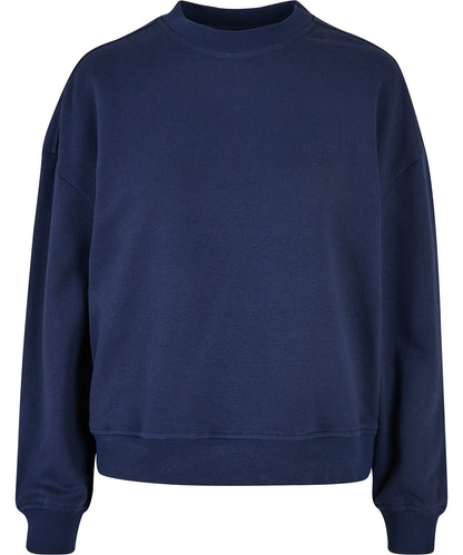 Build Your Brand BY212 Women’s oversized crew neck sweatshirt in Light Navy