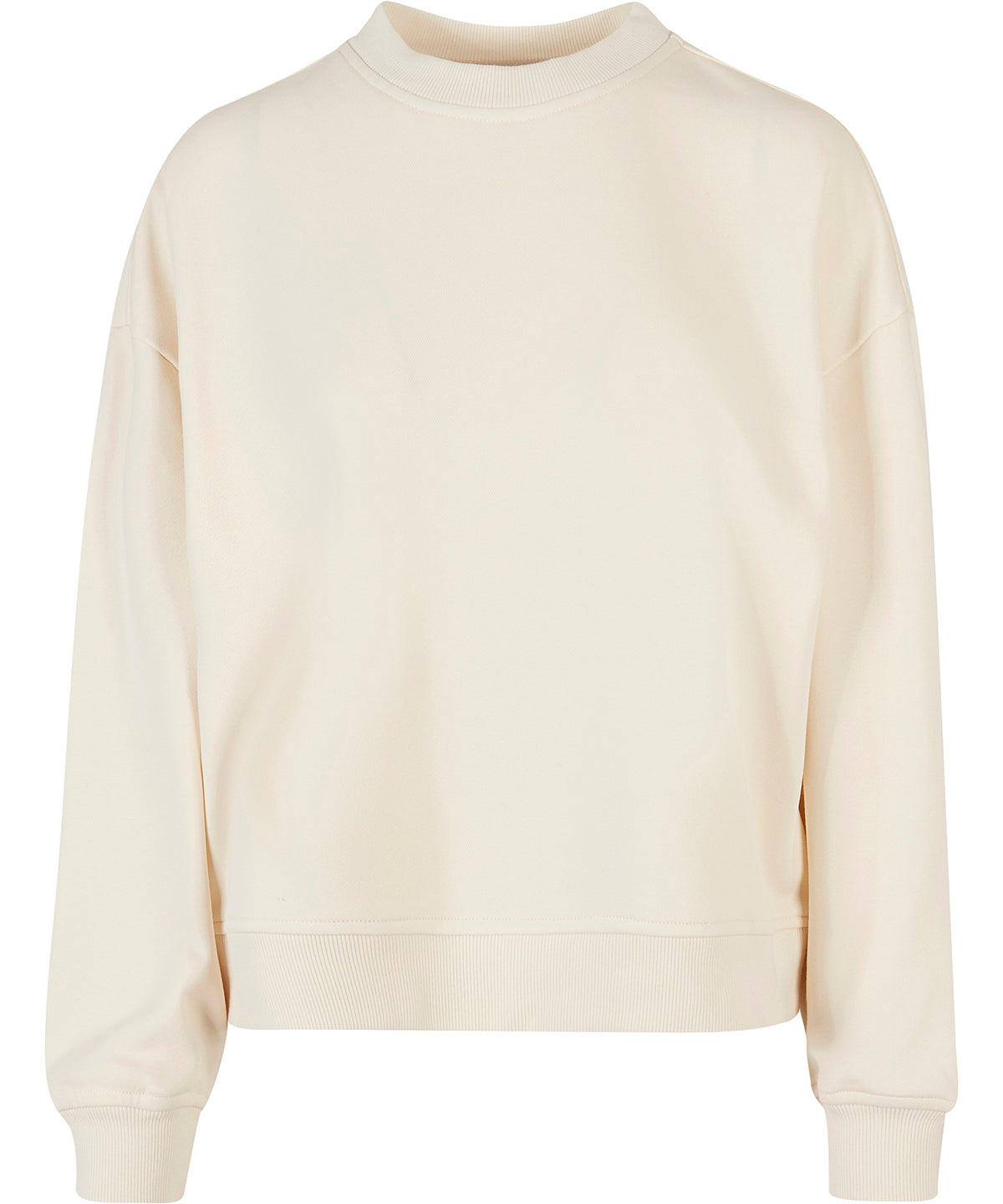 Build Your Brand BY212 Women’s oversized crew neck sweatshirt in White Sand