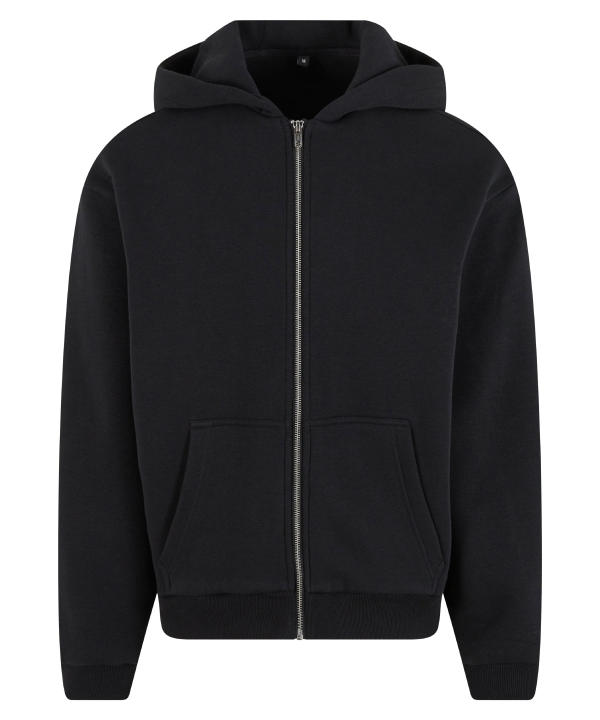 Build Your Brand BY285 Fluffy zip hoodie in Black