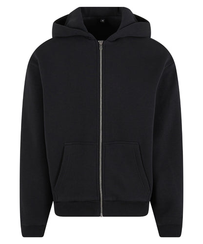 Build Your Brand BY285 Fluffy zip hoodie in Black