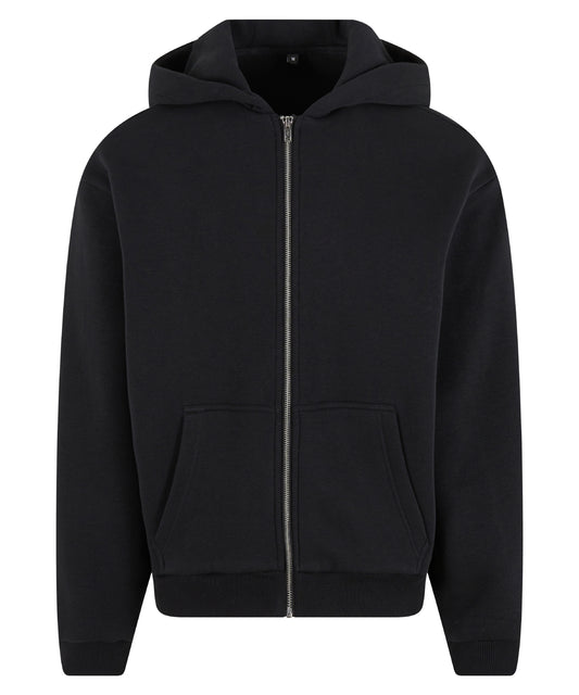Build Your Brand BY285 Fluffy zip hoodie in Black