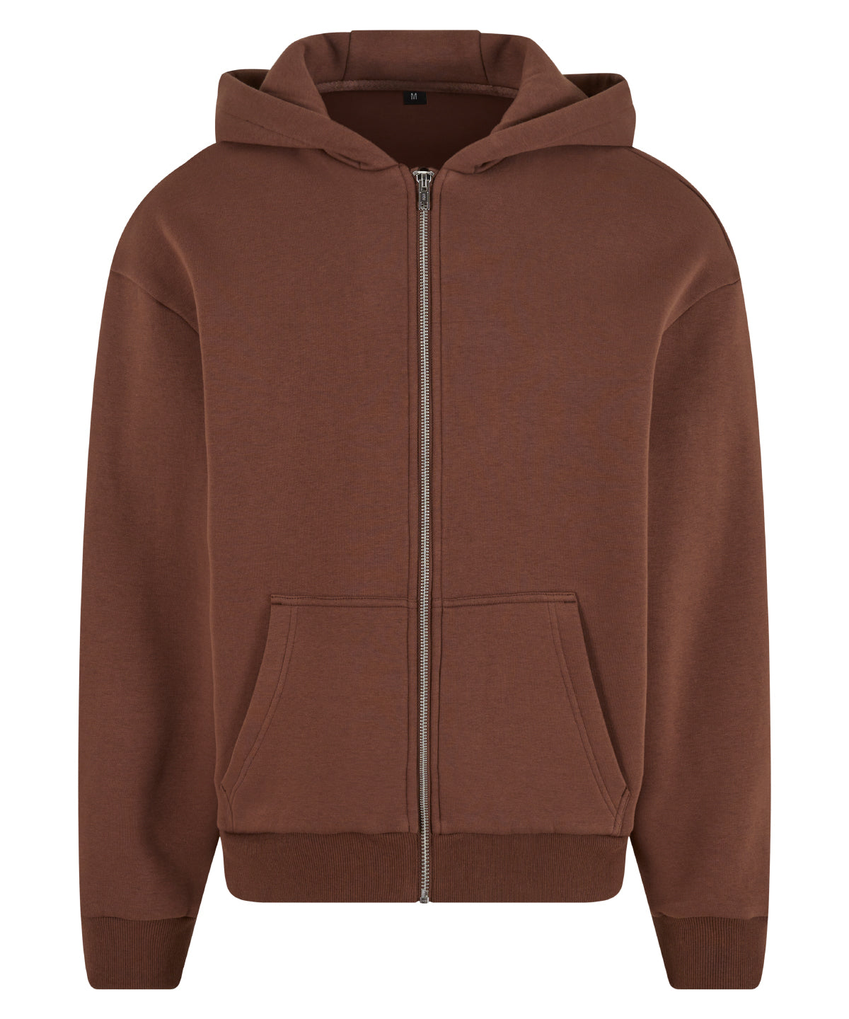 Build Your Brand BY285 Fluffy zip hoodie in Chocolate Brown