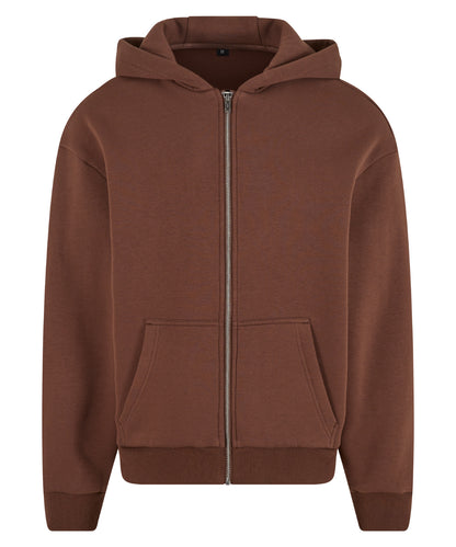 Build Your Brand BY285 Fluffy zip hoodie in Chocolate Brown