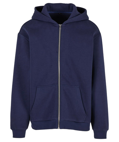 Build Your Brand BY285 Fluffy zip hoodie in Navy