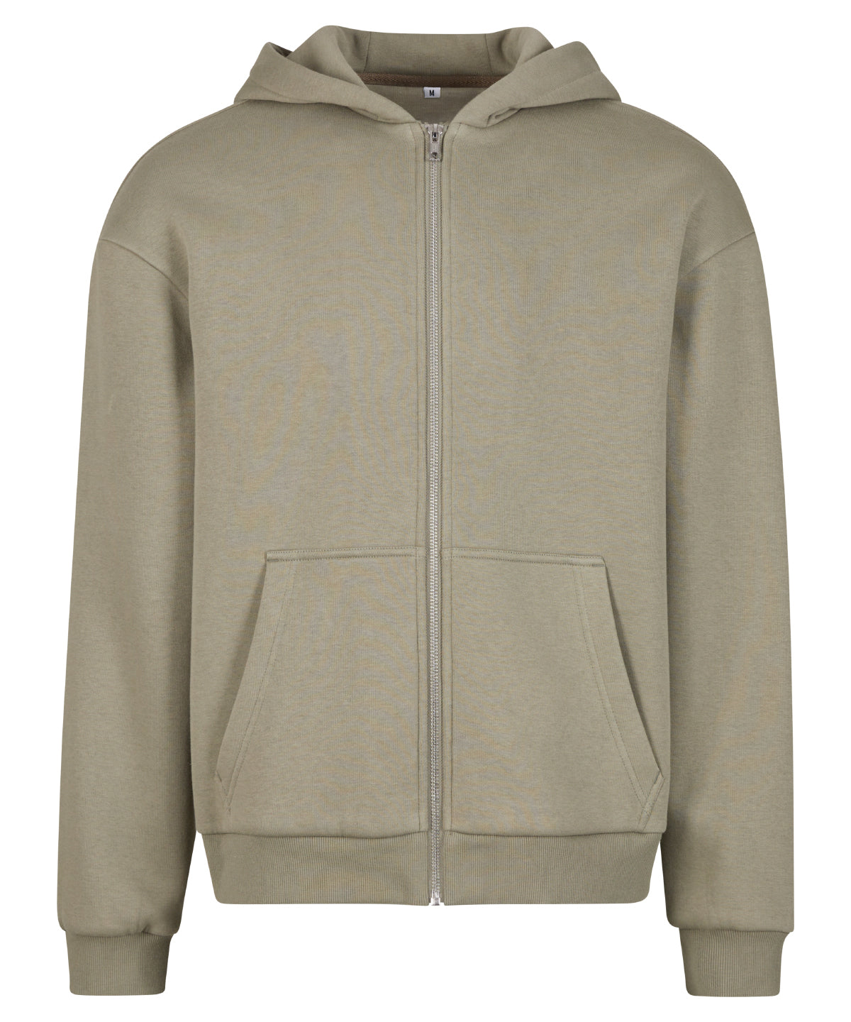 Build Your Brand BY285 Fluffy zip hoodie in Pale Olive