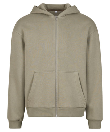 Build Your Brand BY285 Fluffy zip hoodie in Pale Olive