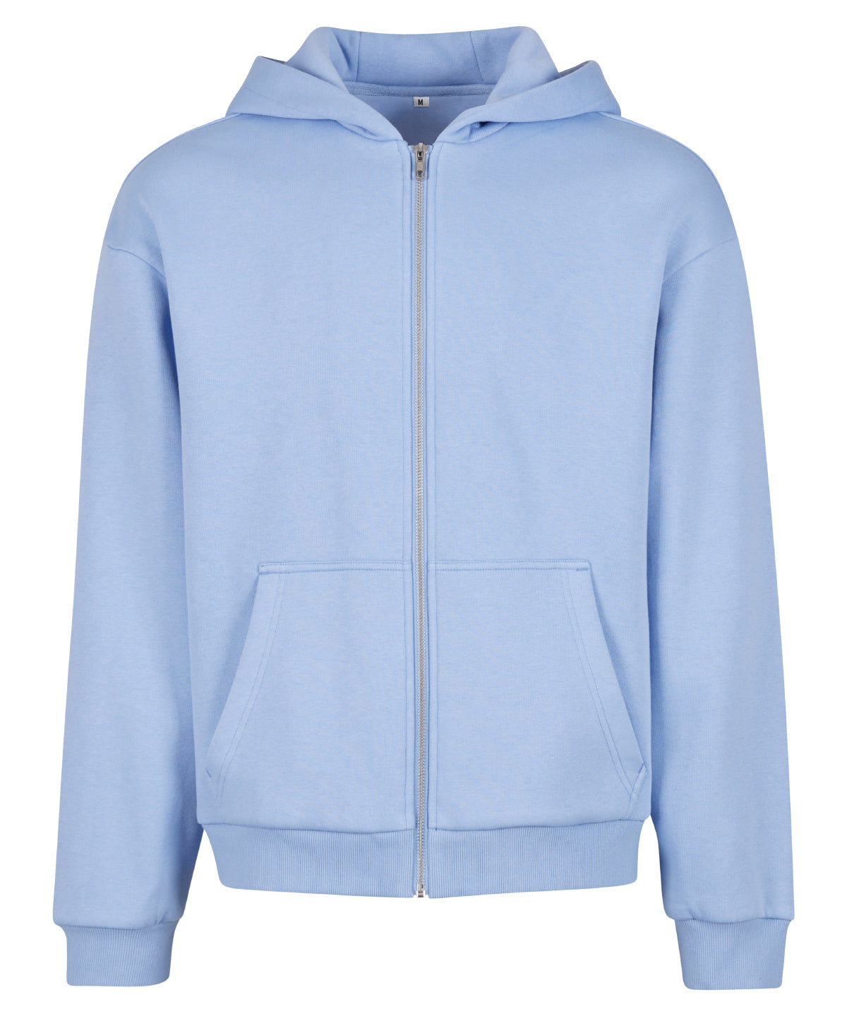 Build Your Brand BY285 Fluffy zip hoodie in Powder Blue