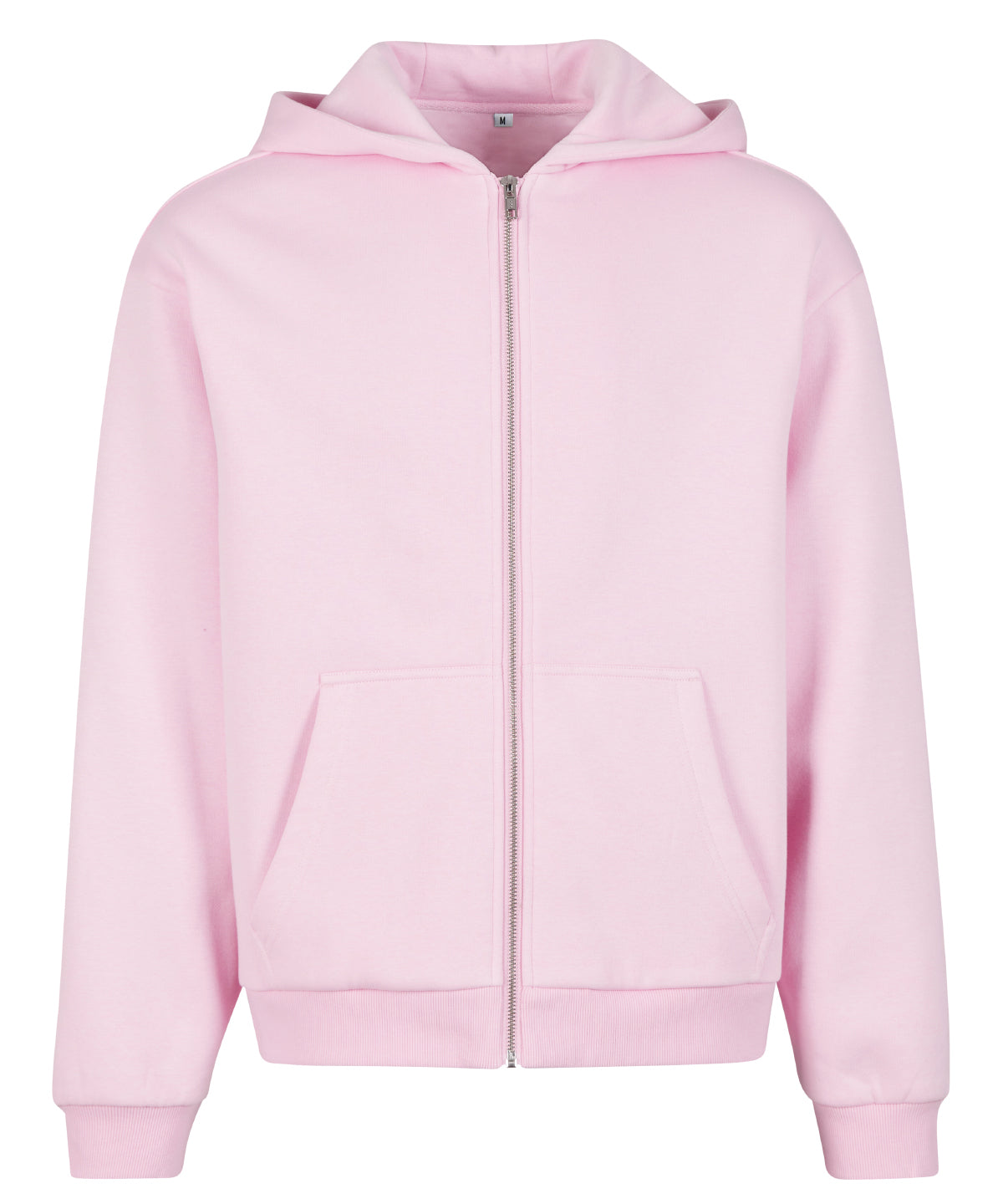 Build Your Brand BY285 Fluffy zip hoodie in Soft Pink