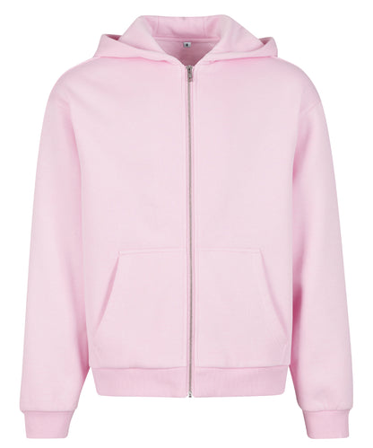 Build Your Brand BY285 Fluffy zip hoodie in Soft Pink