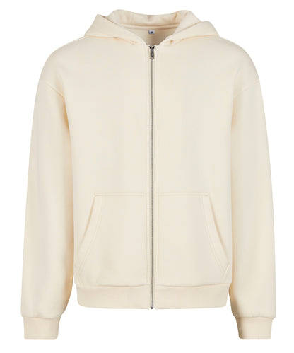 Build Your Brand BY285 Fluffy zip hoodie in White Sand
