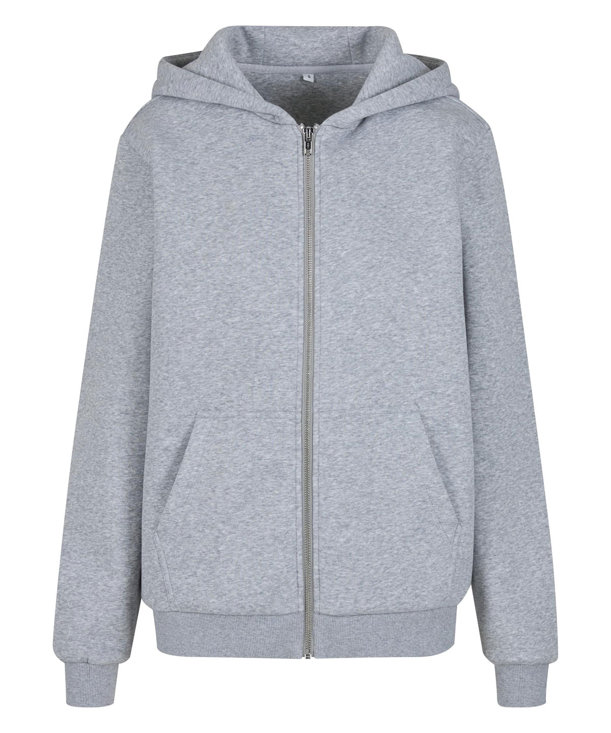 Build Your Brand BY290 Women’s fluffy zip hoodie in Heather Grey