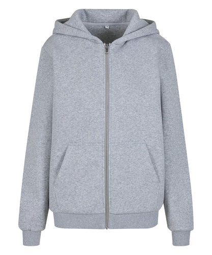 Build Your Brand BY290 Women’s fluffy zip hoodie in Heather Grey