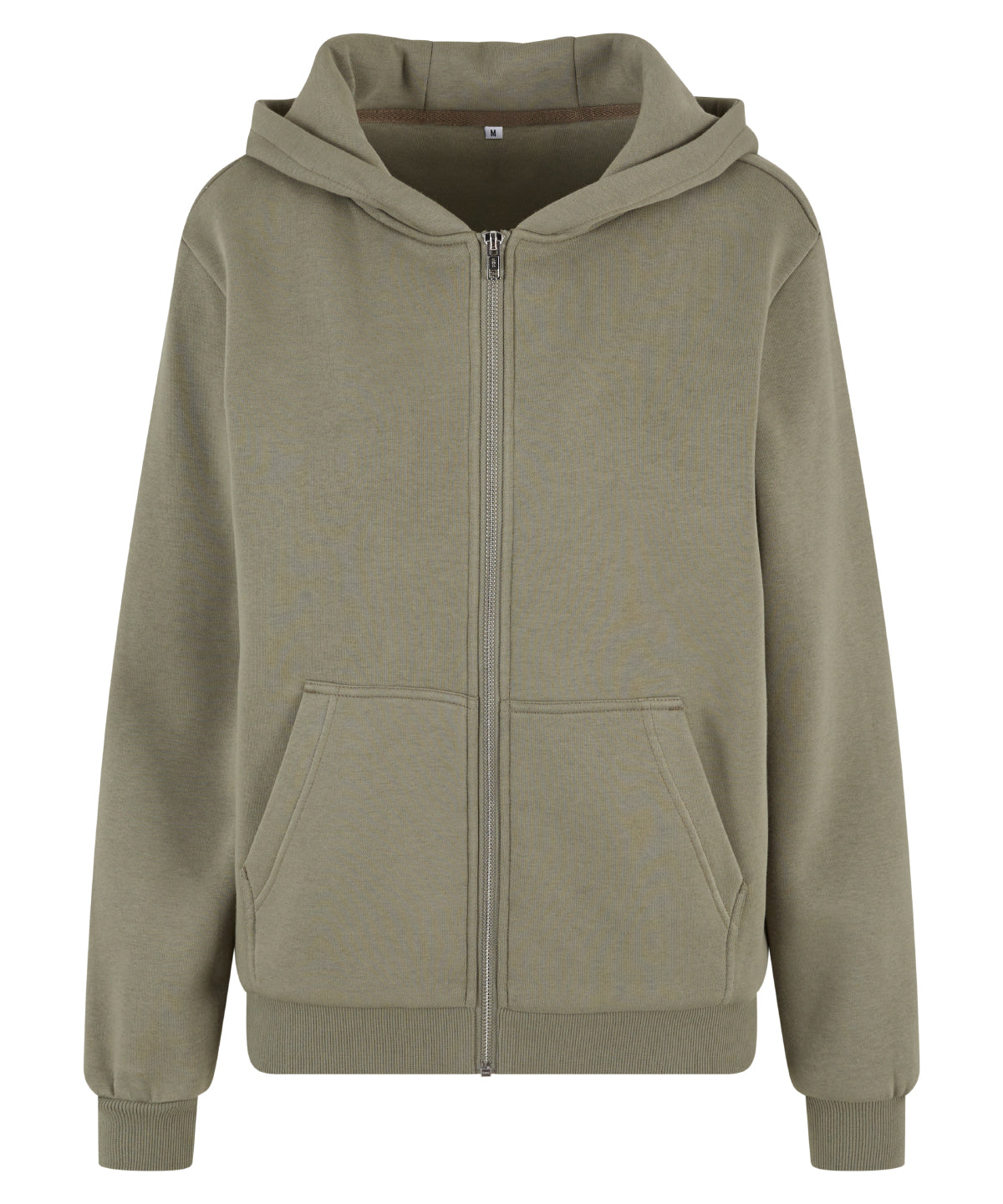 Build Your Brand BY290 Women’s fluffy zip hoodie in Pale Olive