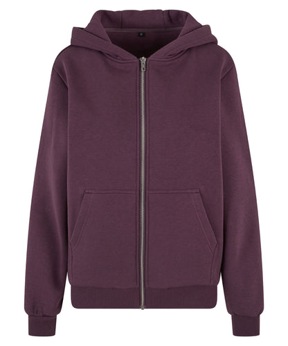 Build Your Brand BY290 Women’s fluffy zip hoodie in Plum Purple